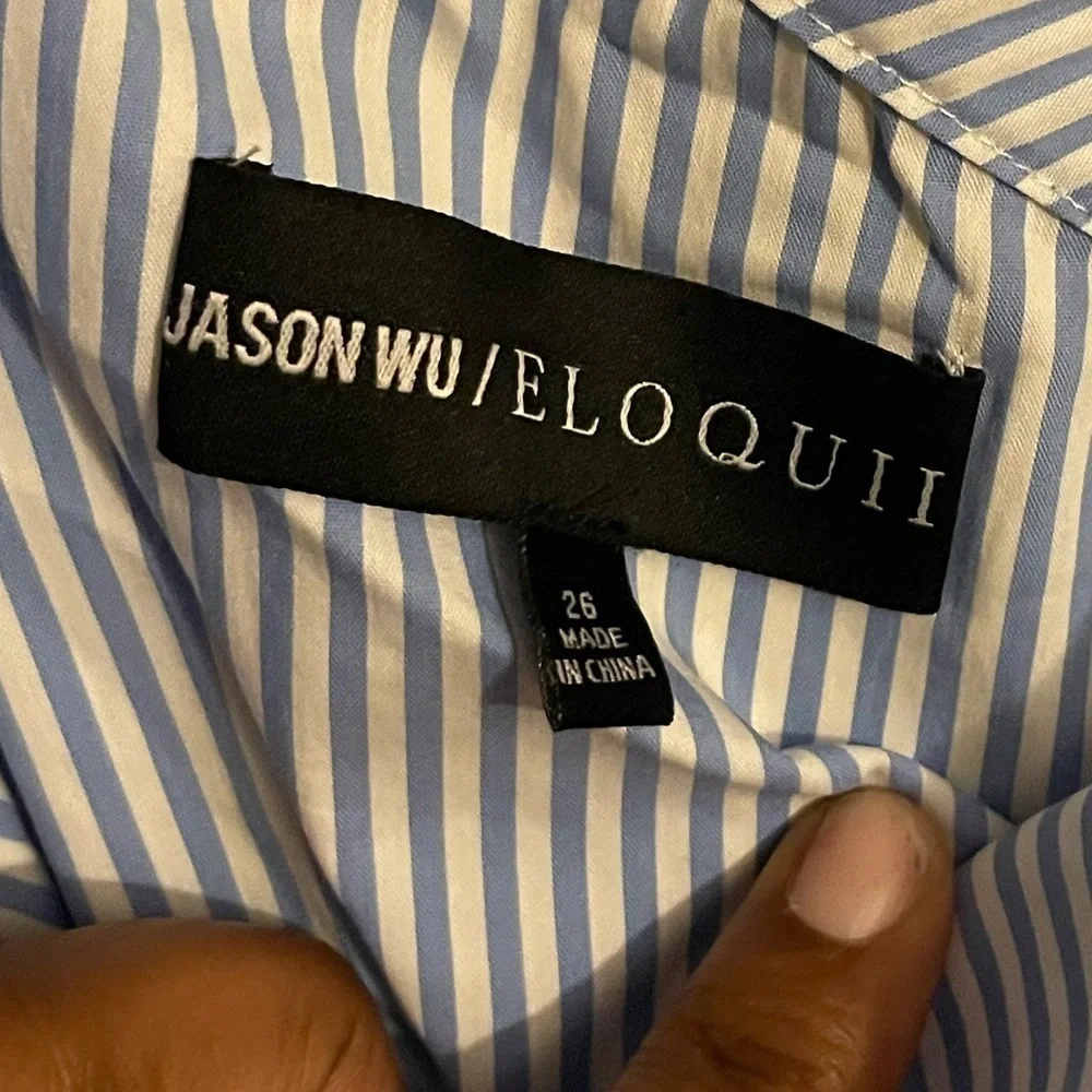 Jason Wu X ELOQUII One Shoulder Blue & White Striped Top Size 26